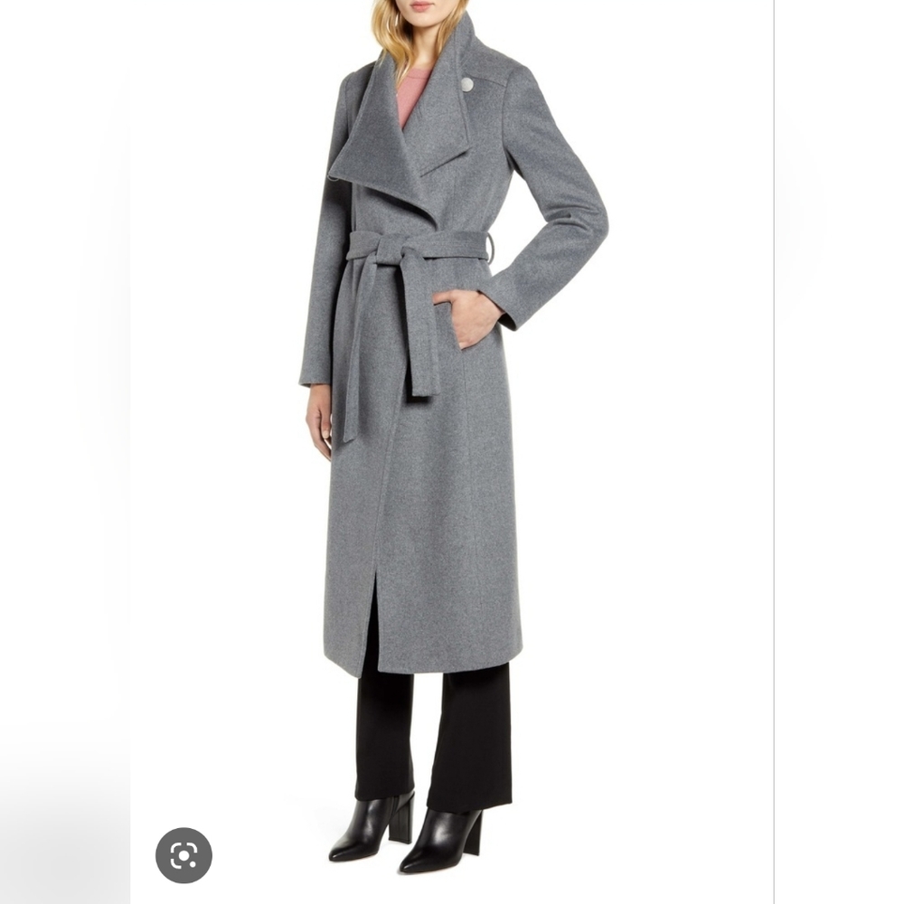 Asymmetrical belted Maxi coat